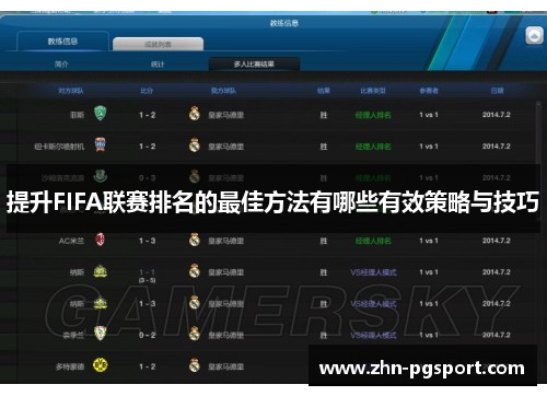 提升FIFA联赛排名的最佳方法有哪些有效策略与技巧