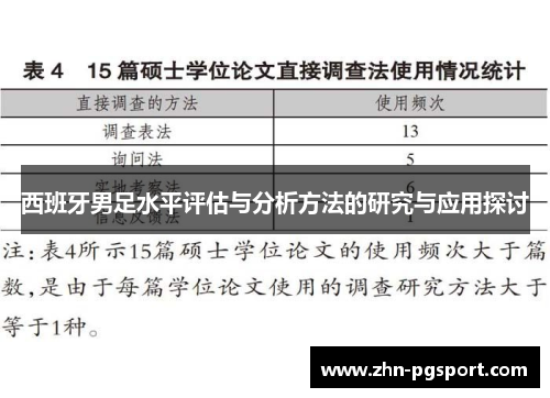 西班牙男足水平评估与分析方法的研究与应用探讨